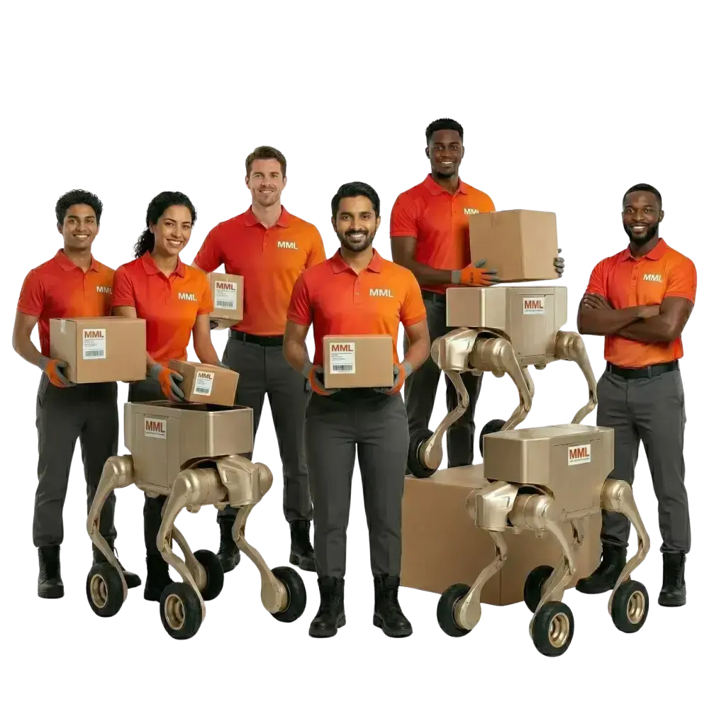 MML team members and delivery robots