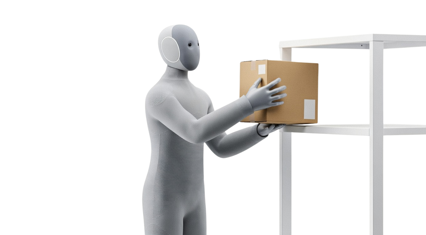 MML automation robot placing package on shelf