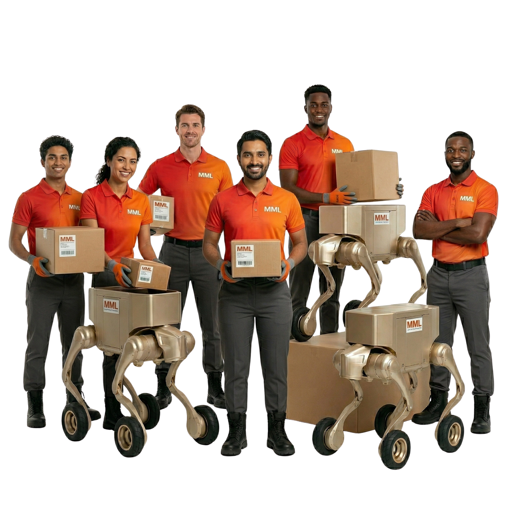 MML team members and delivery robots
